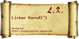 Licker Kornél névjegykártya