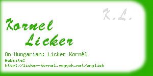 kornel licker business card